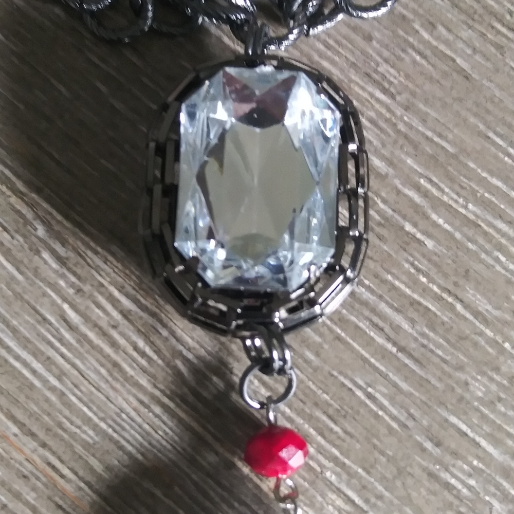 New Chico's Crystal rhodium necklace